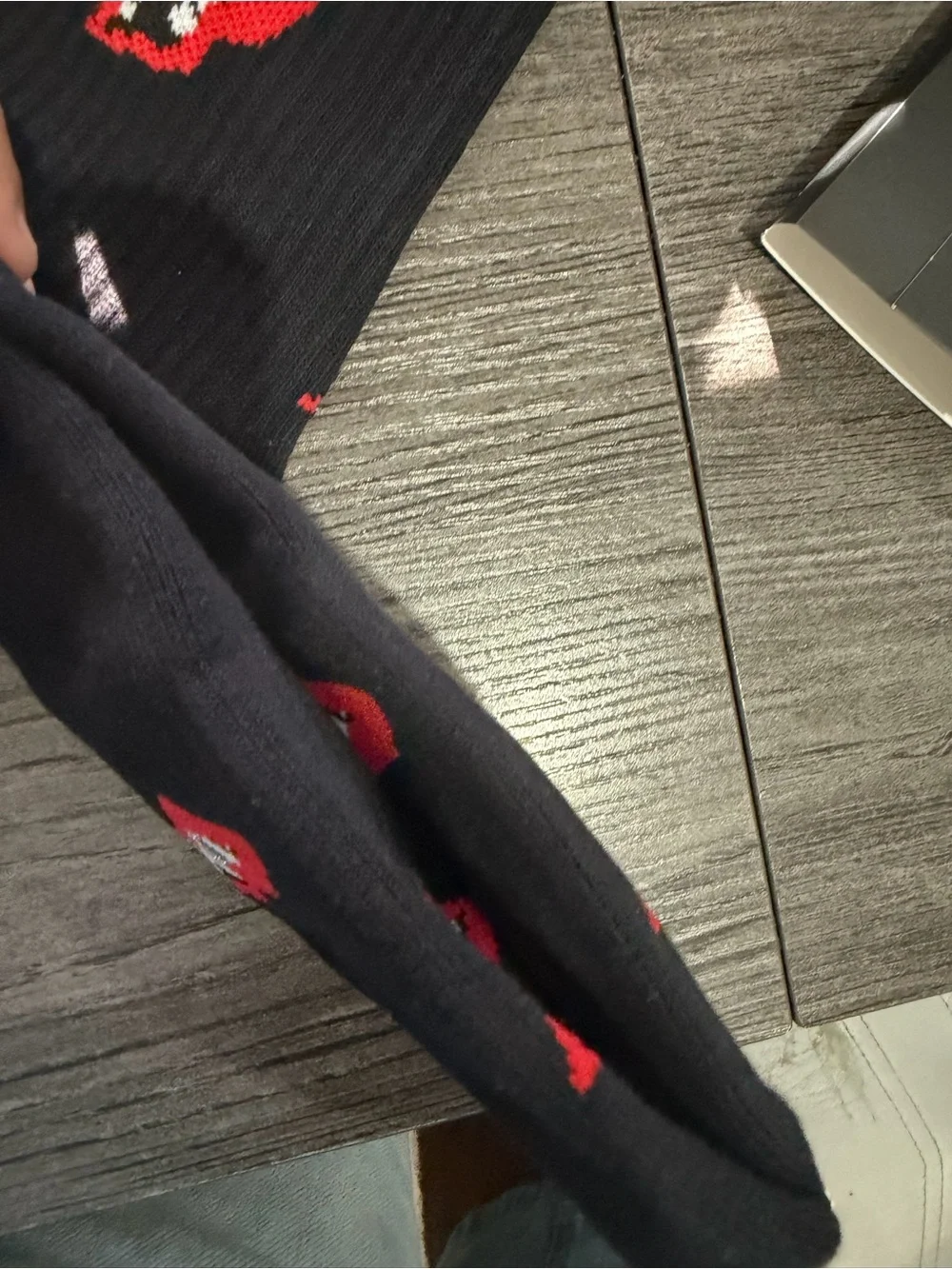 Chrome Hearts Men's Black Socks with Red Lip Motif